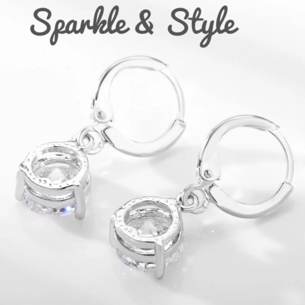 New Silver Diamond Earrings and Necklace set - Picture 3 of 5